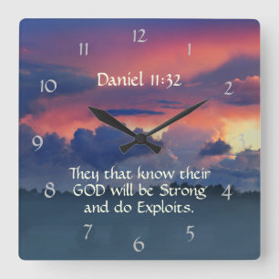 Daniel 11:32 They that know God will be Strong Square Wall Clock
