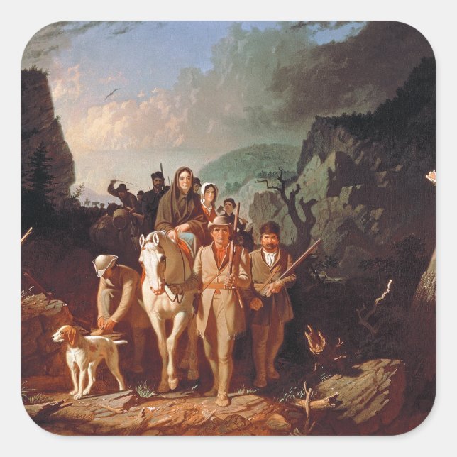 Daniel Boone escorting settlers  Square Sticker (Front)