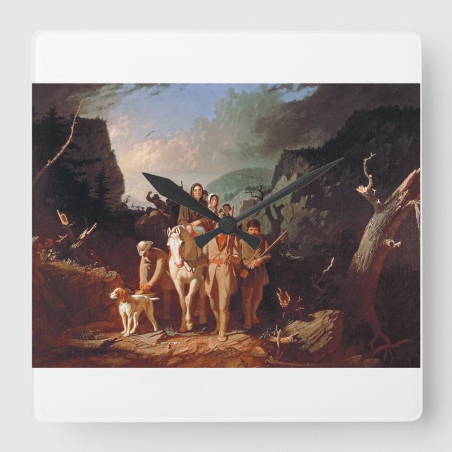 Daniel Boone escorting settlers  Square Wall Clock (Front)
