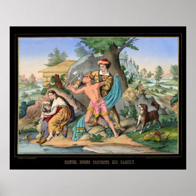 Daniel Boone Protects his Family 1840 Poster (Front)