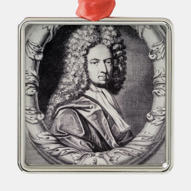 Daniel Defoe, engraved by Michael Van der Gucht Metal Tree Decoration (Front)