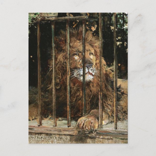 Daniel Hernández Morillo: At the Lion Cage Postcard (Front)
