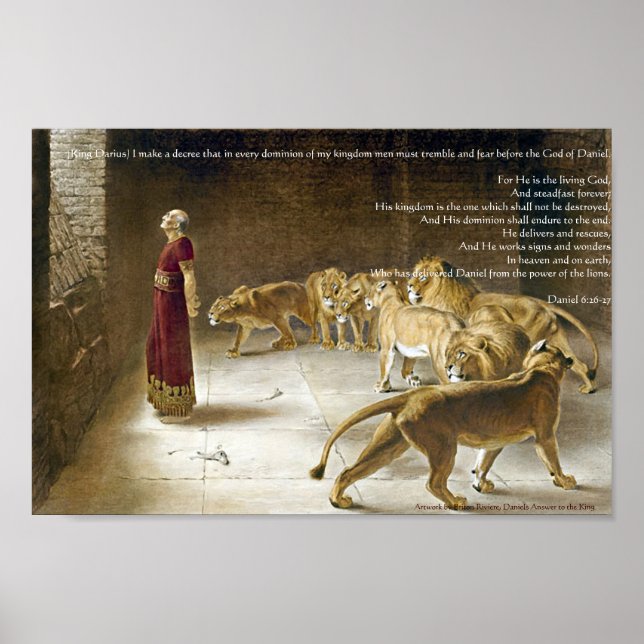 Daniel in the Lion's Den Bible Art Print (Front)