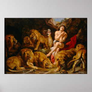 Daniel in the Lions' Den by Peter P. Rubens (1614) Poster