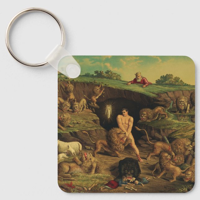 Daniel in the Lions' Den Key Ring (Front)
