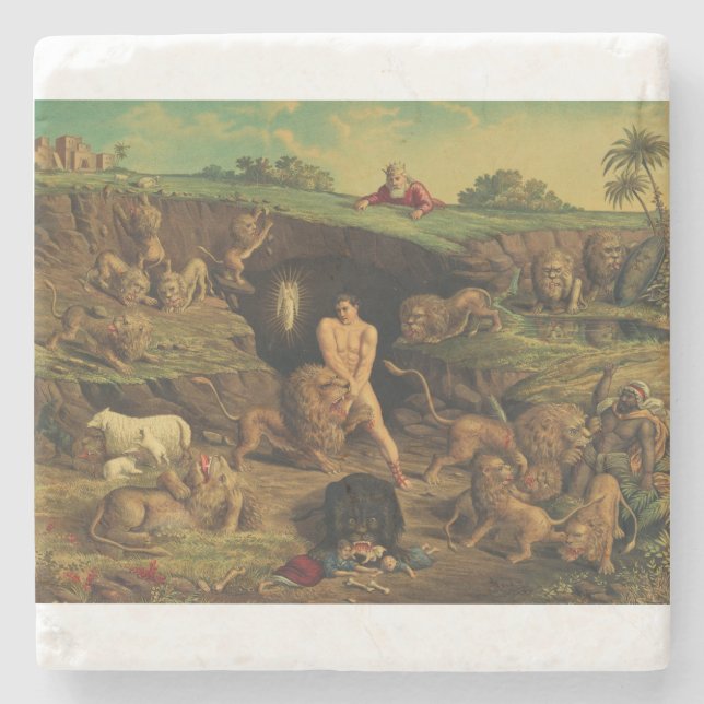 Daniel in the Lions' Den Stone Coaster (Front)