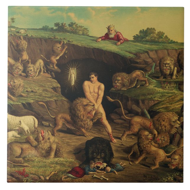 Daniel in the Lions' Den Tile (Front)