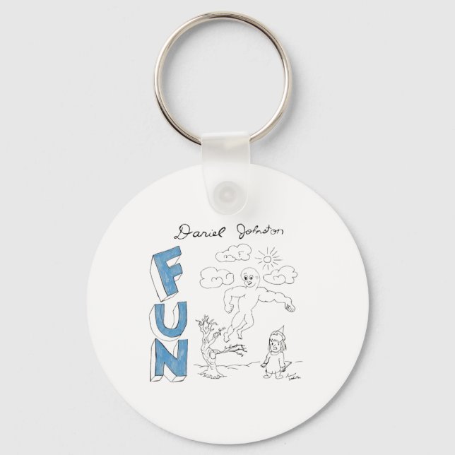 Daniel Johnston Fun Drawing Sticker  Key Ring (Front)