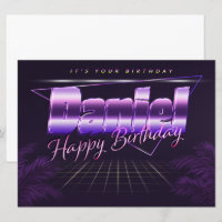 Daniel Name First name lila retro card Birthday