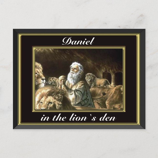 Daniel praying in the lions den black postcard (Front)