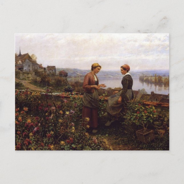 Daniel Ridgway Knight "Gossiping" Postcard (Front)