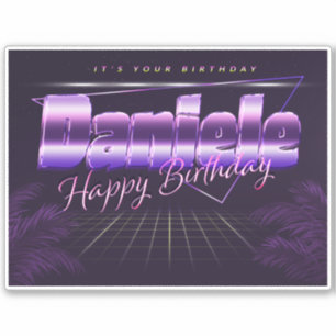 Daniele Name Vorname lila retro Sticker Geburtstag