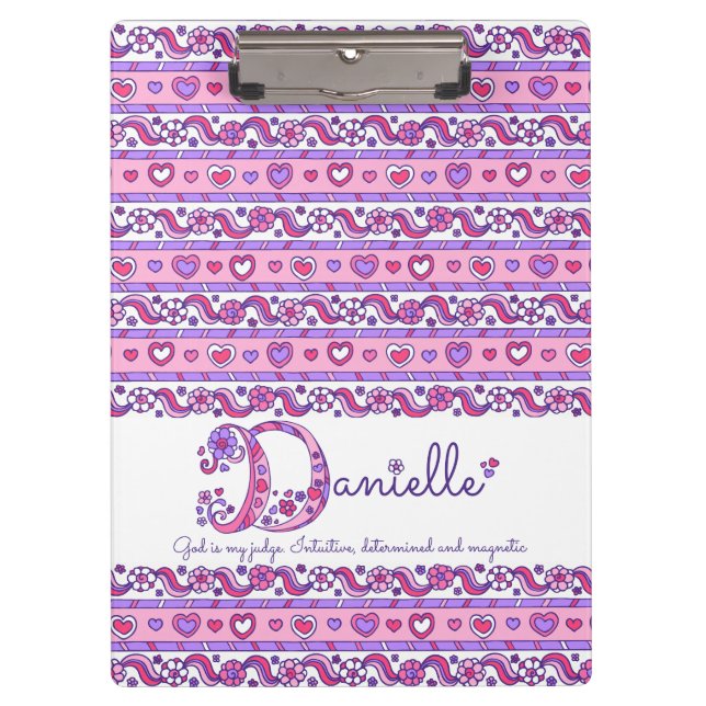 Danielle name meaning doodle letter D clipboard (Front)