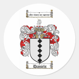 DANIELS FAMILY CREST -  DANIELS COAT OF ARMS CLASSIC ROUND STICKER