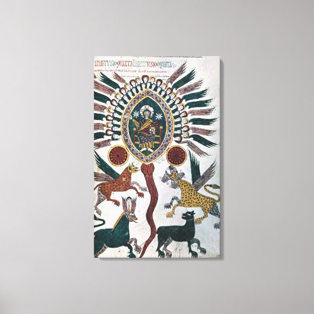 Daniel's vision of Four Beasts and God Canvas Print (Front)