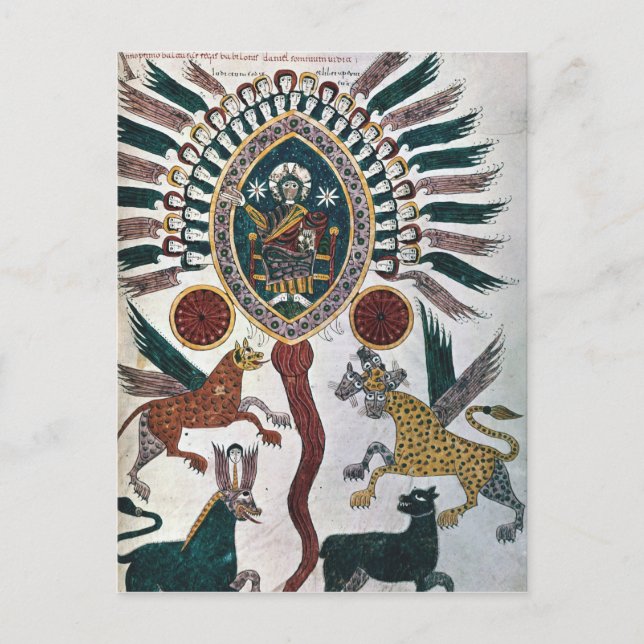 Daniel's vision of Four Beasts and God Postcard (Front)
