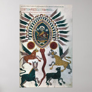 Daniel's vision of Four Beasts and God Poster
