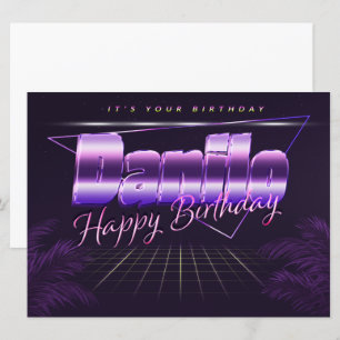 Danilo Name Vorname lila retro Karte Geburtstag Card