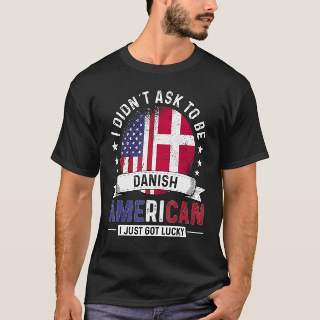 Danish American Countries Flags Pride Country Denm T-Shirt (Front)