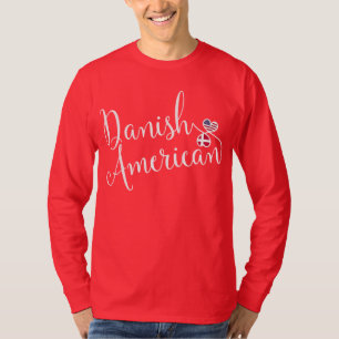Danish American Entwinted Hearts T-Shirt, Denmark T-Shirt