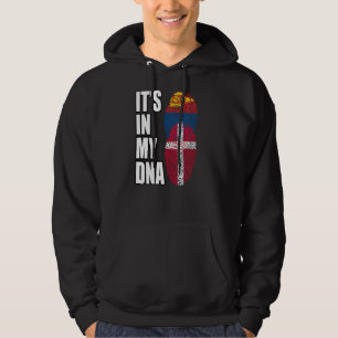 Danish And Mongolian Mix DNA Heritage Flag Hoodie