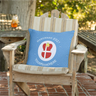 Danish Angel Hanukkah Flag Personalised Cushion