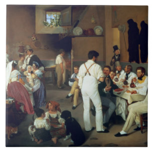 Danish artists at the Osteria la Gonsola, Rome, 18 Tile