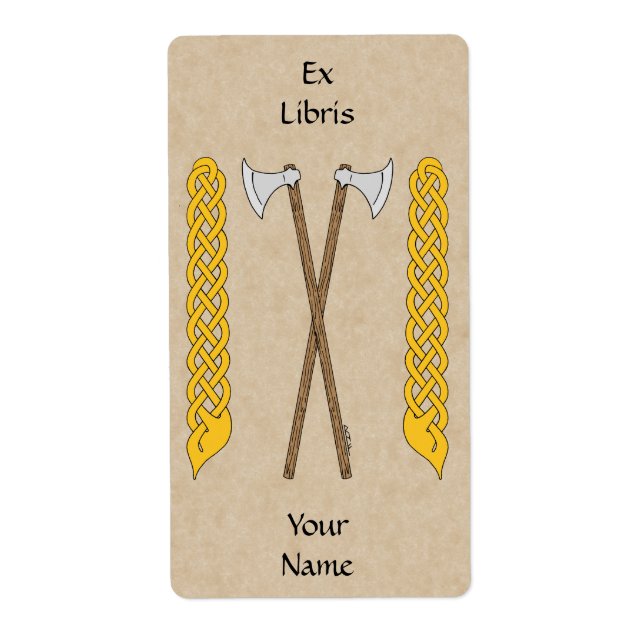 Danish Axes Crossed with Plaitwork Bookplate (Front)