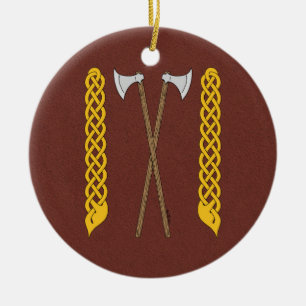 Danish Axes Crossed with Plaitwork Ceramic Tree Decoration