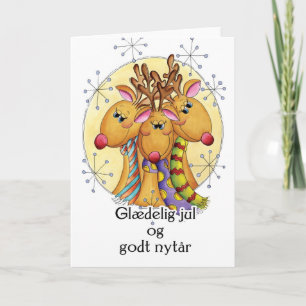 Danish Christmas Card - Reindeer - Glædelig jul
