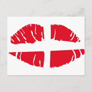 danish danmark flag lipstick postcard