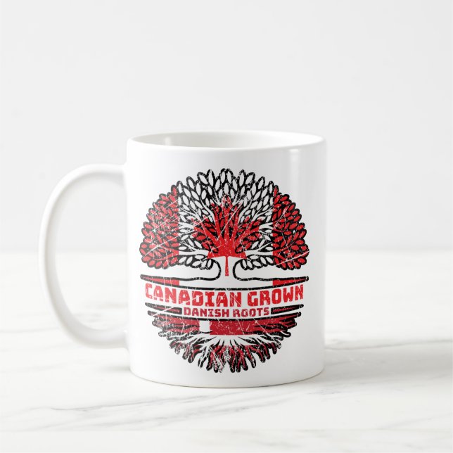 Danish Denmark Canadian Canada Tree Roots Flag Coffee Mug (Left)