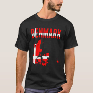 Danish Denmark Country Map Flag Distressed Denma T-Shirt
