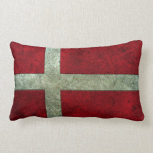Danish Flag Aged Steel Effect Lumbar Cushion