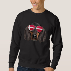 Danish Flag Black and Tan Coonhound Dog Denmark Po Sweatshirt