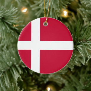 Danish Flag Ceramic Tree Decoration