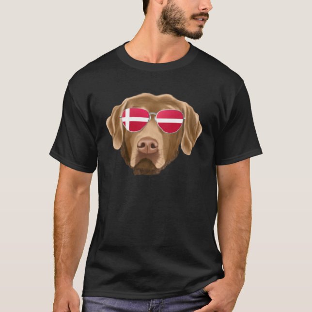 Danish Flag Chesapeake Bay Retriever Dog Denmark P T-Shirt (Front)
