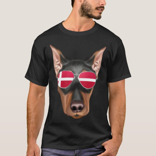 Danish Flag German Pinscher Dog Denmark Pocket T-Shirt (Front)