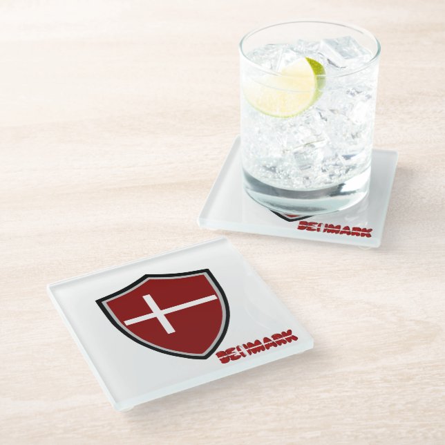 Danish flag glass coaster (Angled)