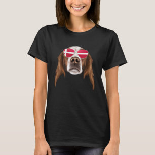 Danish Flag Irish Red and White Setter Dog Denmark T-Shirt