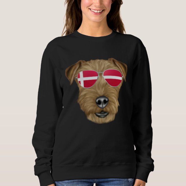 Danish Flag Lakeland Terrier Dog Denmark Pocket Sweatshirt (Front)