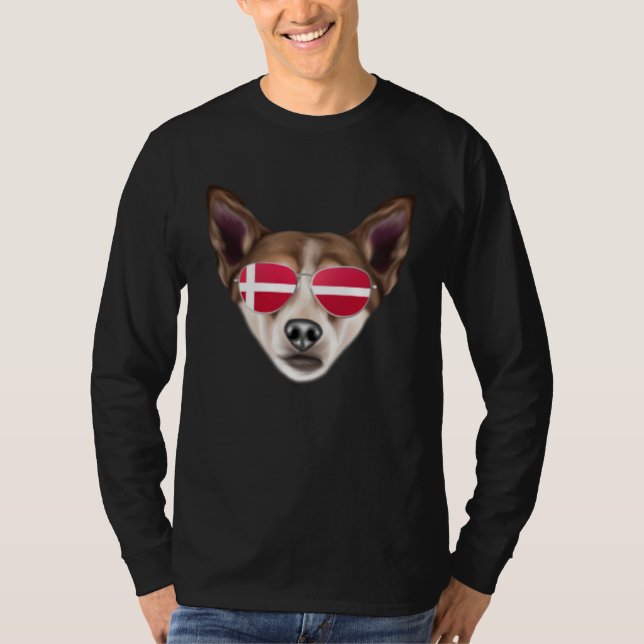 Danish Flag Norwegian Lundehund Dog Denmark Pocket T-Shirt (Front)