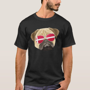 Danish Flag Pug Dog Denmark Pocket T-Shirt