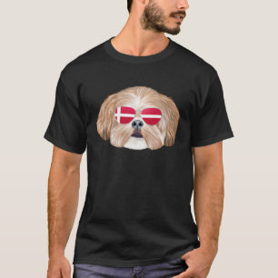 Danish Flag Shih Tzu Dog Denmark Pocket T-Shirt