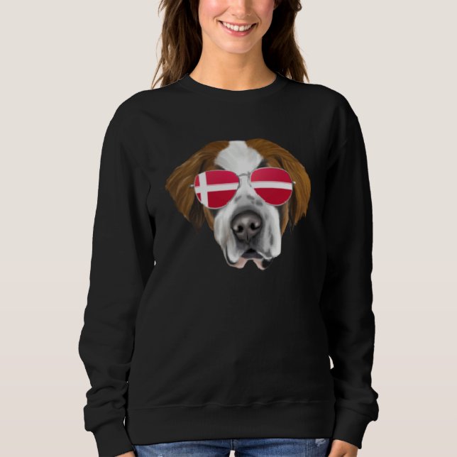 Danish Flag St Bernard Dog Denmark Pocket Sweatshirt (Front)