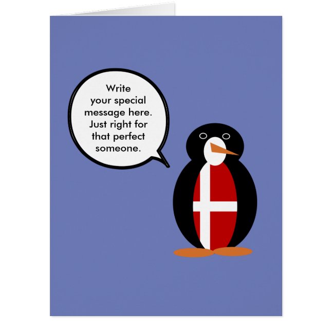 Danish Flag Talking Ms Penguin Personalised  (Front)