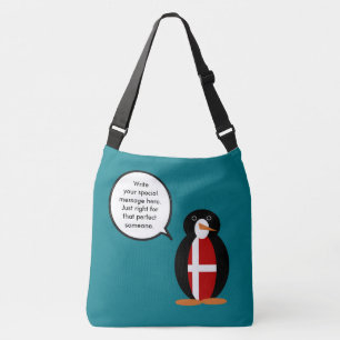 Danish Flag Talking Ms Penguin Personalised Crossbody Bag
