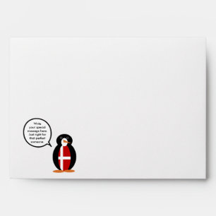 Danish Flag Talking Ms Penguin Personalised Envelopes