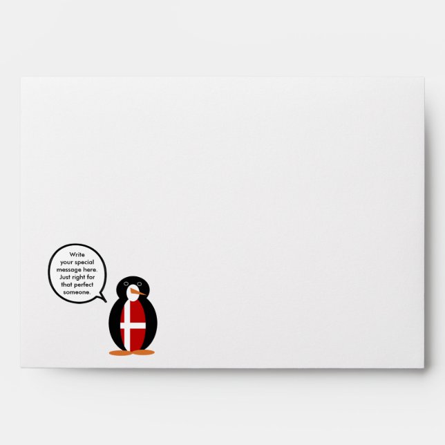 Danish Flag Talking Ms Penguin Personalised  Envelopes (Front)