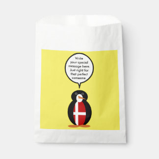 Danish Flag Talking Ms. Penguin Personalised Favour Bags